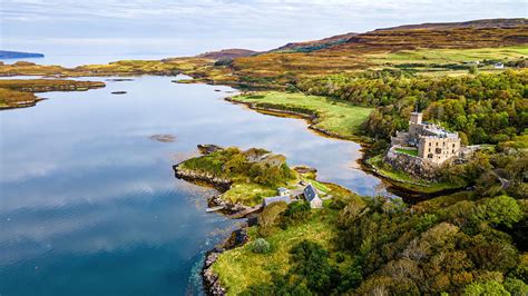 Aerial View Of Dunvegan Castle Isle Of Skye Inner Hebrides Scotland