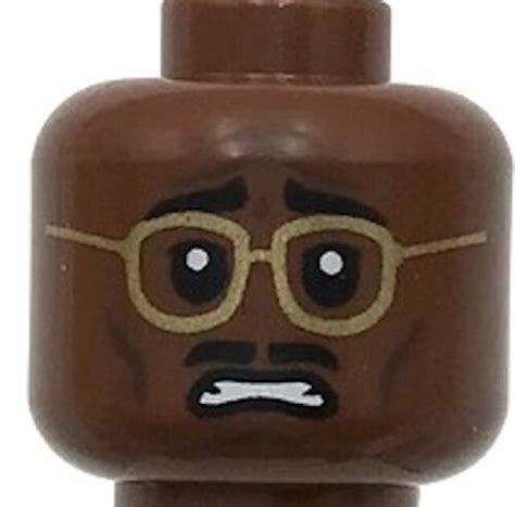 Lego New Reddish Brown Minifigure Head Dual Sided Black Eyebrows And