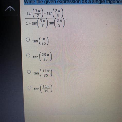 Free Write The Given Expression As A Single Trigonometric Function