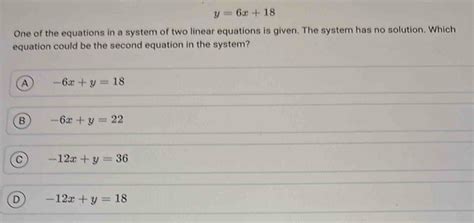 Solved Y6x18 One Of The Equations In A System Of Two Linear