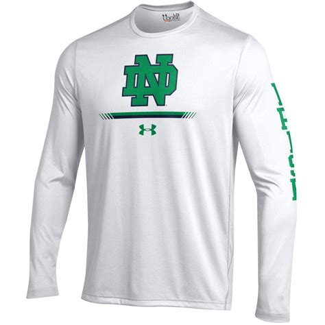 Under Armour Notre Dame Fighting Irish White 2 Hit Tech Long Sleeve