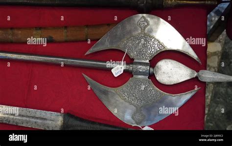 Fantasy double sided axe. Dual battle axe on sale Stock Photo - Alamy