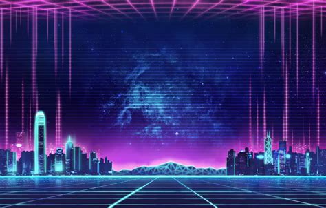 Wallpaper Music, The city, Background, City, 80s, Neon, 80's, Synth ...