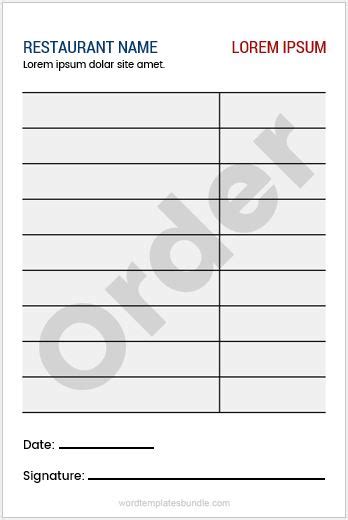 Restaurant Order Pad Templates For Ms Word Microsoft Word Templates