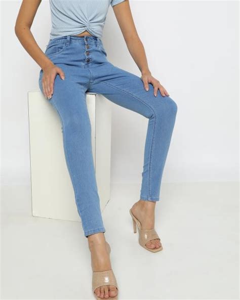 Buy High-Rise Slim Fit Stretchable Jeans Online at Best Prices in India ...