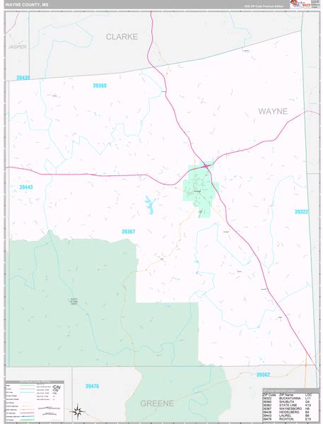 Wayne County, MS Wall Map Premium Style by MarketMAPS - MapSales