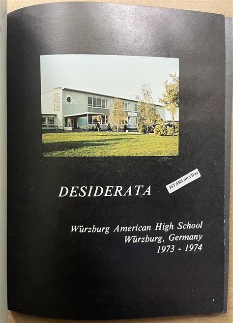 1974 Wurzburg American High School Yearbook The Desiderata Wurzburg