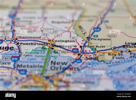Mandeville Louisiana Usa Shown On A Geography Map Or Road Map Stock
