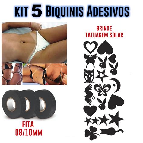 Kit Adesivos Biquini Tamanho M Bronzeamento Artificial Fita E