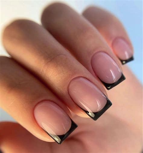 Mouyouglow Press On Nails Square Nude Black French Fake Nails With Glue Ar Shop Stylish