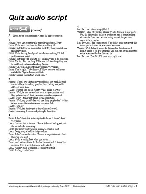 Quiz Audio Script Units Pdf