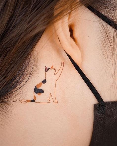 Instagram Cat Portrait Tattoos Behind Ear Tattoo Small Behind Ear Tattoos