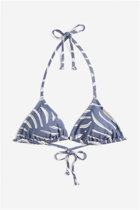 Padded Triangle Bikini Top Pigeon Bluepatterned Ladies Handm Us