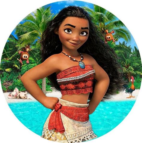 Painel Redondo Tecido Sublimado 3D Moana FRD 5353 Felicitá Moana