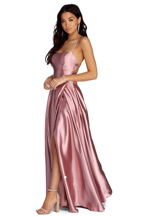 Anne Mauve Formal Lattice Satin Dress Satin Dresses Dresses Fashion