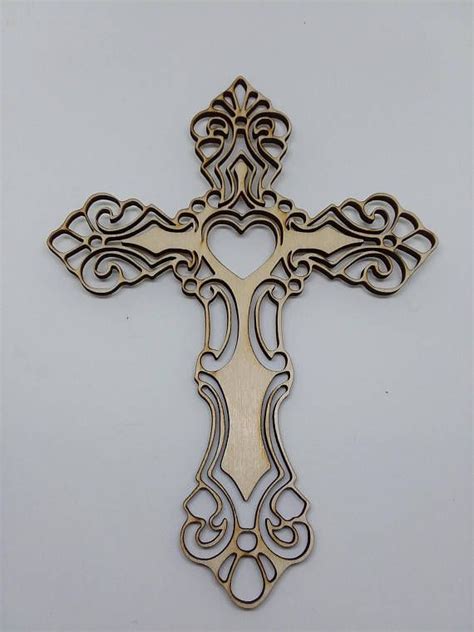 Wooden Cross Laser Cut Cross Stained Wooden Cross Beautiful Etsy