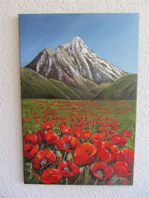 Lgem Lde Original Berglandschaft Mohnblumen Natur Kunst Etsy De