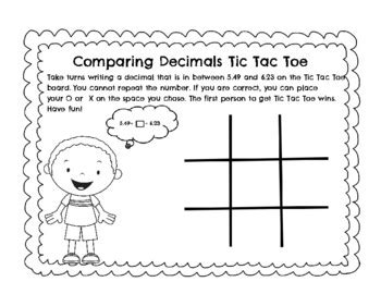 Comparing Decimals Tic Tac Toe By Learning Is Lots Of Fun Tpt