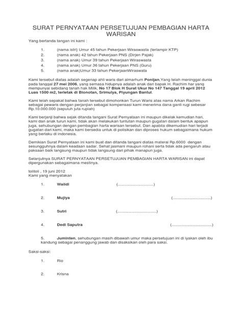 Halaman Unduh Untuk File Contoh Surat Pembagian Warisan Yang Ke 6