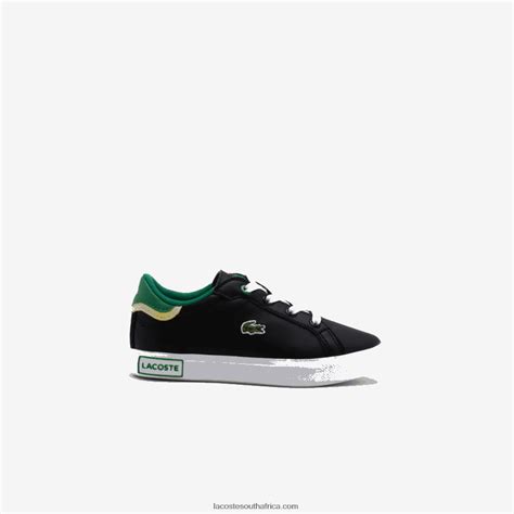 Infants Lacoste Black And Green 1b4 Powercourt Synthetic Sneakers