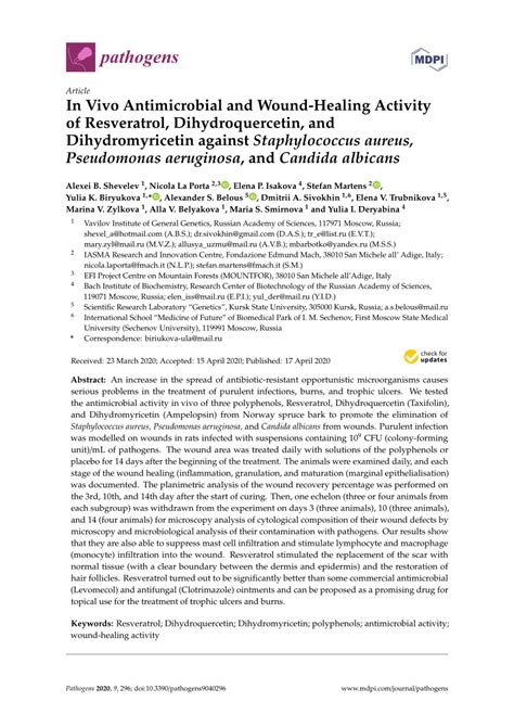 PDF In Vivo Antimicrobial And Wound Healing Activity Of Resveratrol