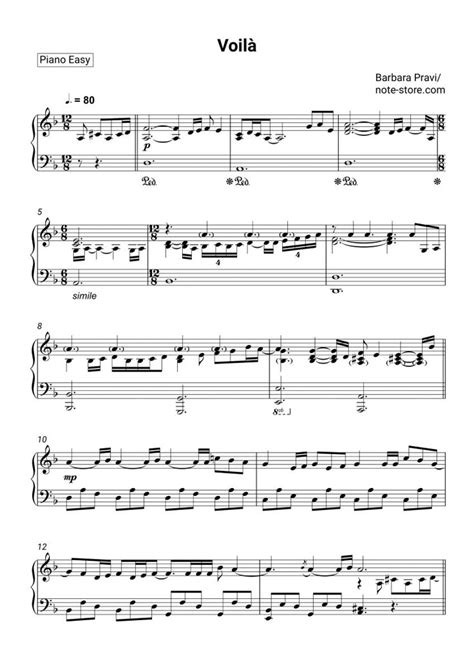 Voila piano sheet music easy Barbara Pravi in Note-Store.com | Piano ...