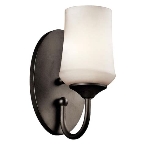 Kichler Aubrey 1 Light Olde Bronze Bathroom Indoor Wall Sconce Light With Satin Etched Cased