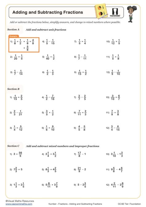 Fractions For Grade 5 Worksheets