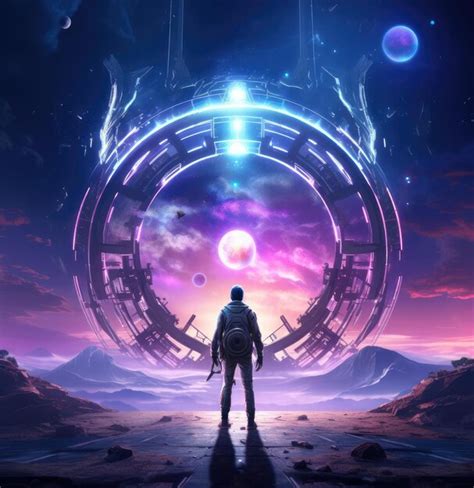 Premium Ai Image A Man Stands In Front Of A Large Portal