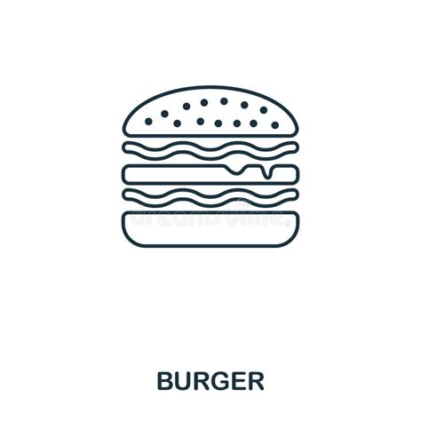 Ícone Simples Do Hamburguer Do Esboço Elemento Linear Perfeito Do Pixel