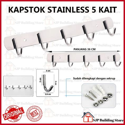 Jual Kapstok Hanger Stainles Gantungan Baju Hook 5 Kait Kamar Mandi