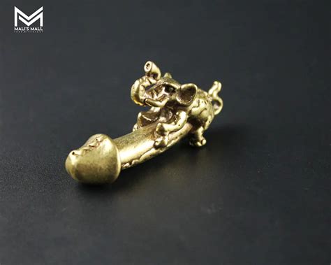 Naughty Elephant Pendant Keychain Brass Male Elephant Genitalia