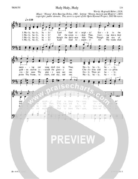 Holy Holy Holy Hymn Sheet (Traditional Hymn) - PraiseCharts