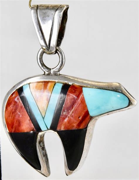 Navajo Glen Sandoval Sterling Inlay Turquoise Spiny Gem