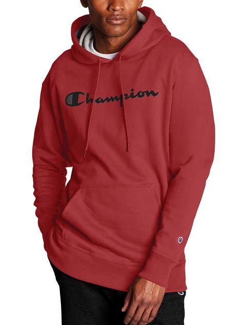 Champion Mens Powerblend Fleece Graphic Script Logo Pullover Hoodie