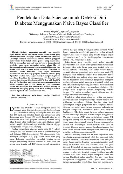 Pdf Pendekatan Data Science Untuk Deteksi Dini Diabetes Menggunakan