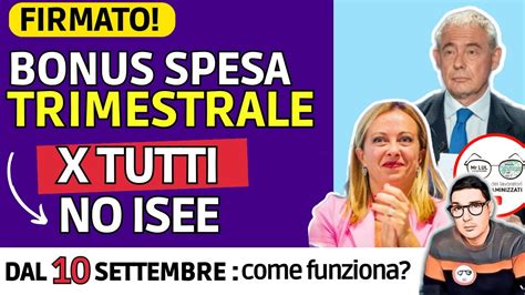 NUOVO BONUS SPESA Per TUTTI Senza ISEE Da SETTEMBRE TRIMESTRE ANTI