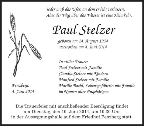 Traueranzeigen Von Paul Stelzer Trauer Merkur De