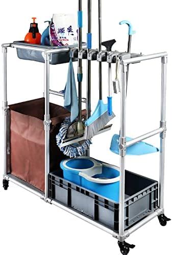 Janitorial Cart Rolling Cleaning Cart On Wheels For Cleaning Supplies