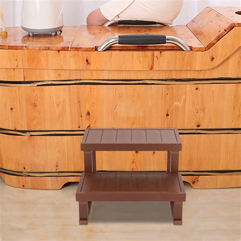 DENEST Brown Steps Ladder Handi Step Anti Slip For Hot Tub Pool Camps Spa Build To Last
