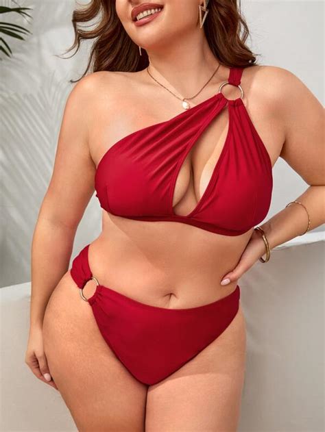 Ba Ador Bikini Vinculado Con Aro De Un Hombro Moda De Mujer Shein