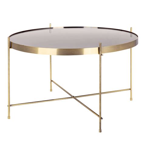 Table Basse Ronde Noire Et Doree