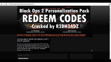 Call Of Duty Black Ops 2 Personalization Pack REDEEM CODES YouTube