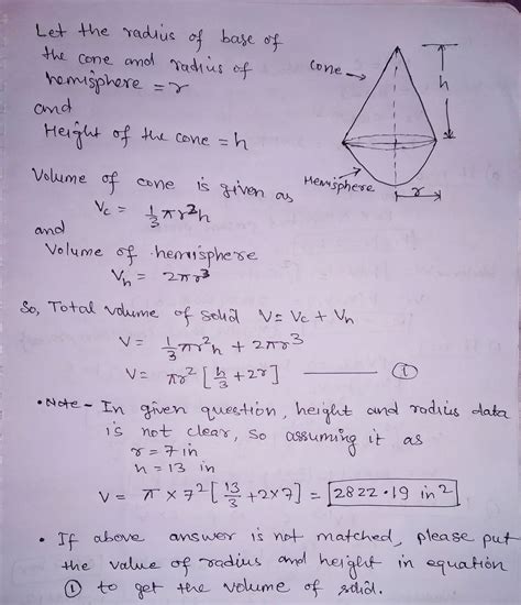 Solved The Solid Contains A Cone And A Hemisphere Find The Volume Of