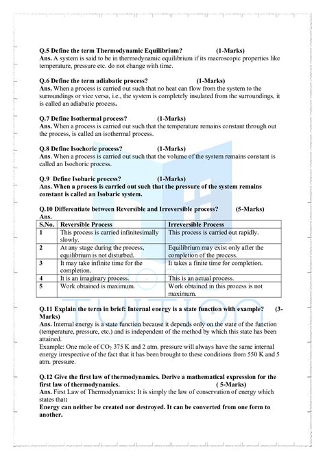 Important Questions For Class 11 Chemistry Chapter 6 Thermodynamics