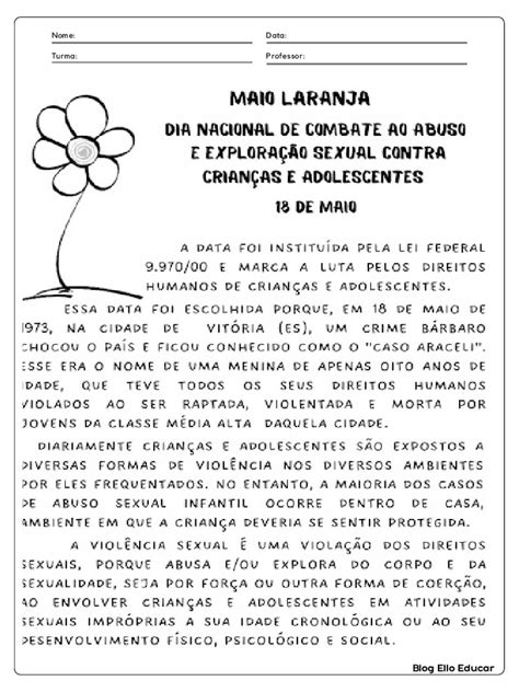 Atividade Maio Laranja Pdf - Atividade Maio Laranja EF 2 Interpretacao de Texto | PDF