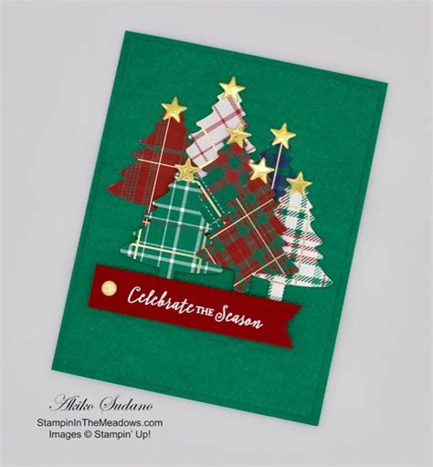 Stampin Up Itty Bitty Christmas Plaid Trees Card Stampin In The