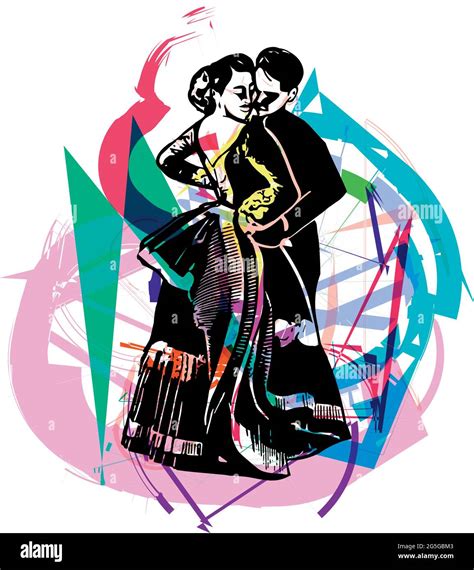 Illustration of Couple dancing. Vector Illustration Stock Vector Image ...