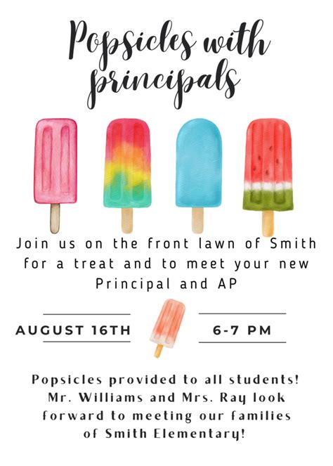 Popsicles With Principals Marvin B Smith Elementary School