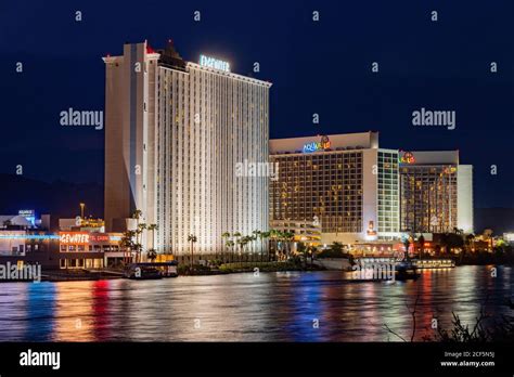 Laughlin, AUG 22, 2020 - Night view of the Edgewater Casino Resort ...